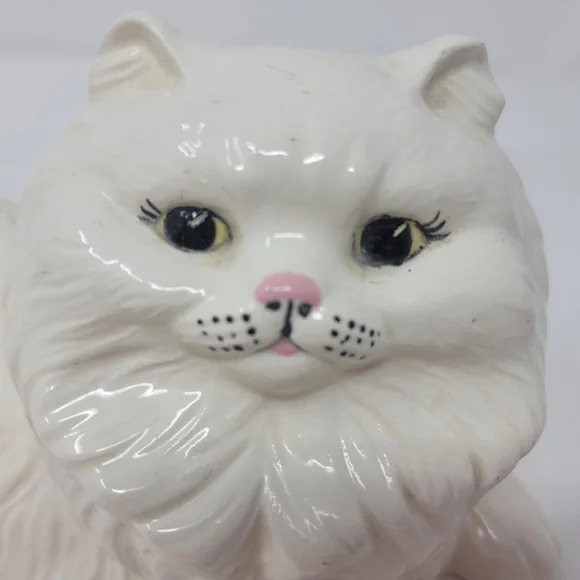 Vintage Plaster Ceramic Persian Pink Nosed Cat Kitten Statue Sculpture - Picture 3 of 7